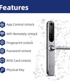 قفل باب الخشب الذكي - - اي لوك الكويت - اقفال ذكية الكويت ilcokkwt - قفل خارجي حق باب الالمنيوم wifi